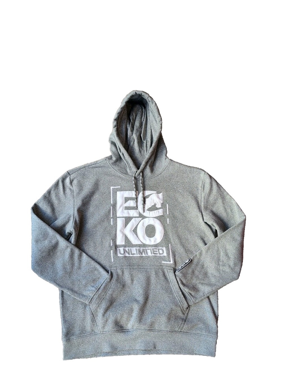 Vtg Ecko Unlimited Hoodie Mens Large Gray Marled Rhino Spellout Logo Streetwear